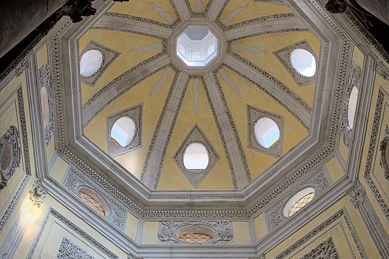 'Inside the octagonal baptistry of the 'Saint Sauveur' cathedral