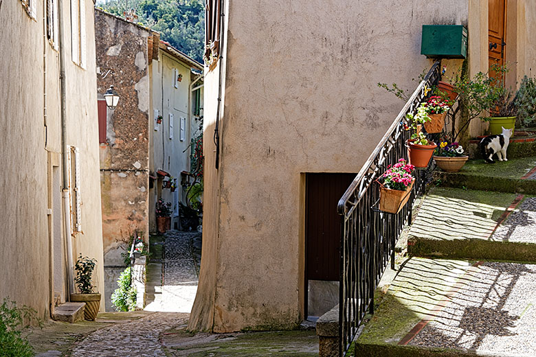 Heading down the steep and narrow streets