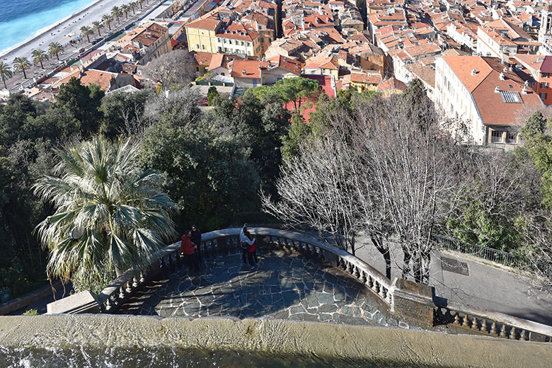 The Nietzsche terrace overlooks the waterfall