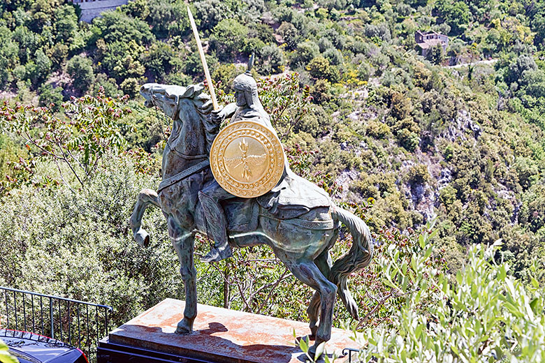 Statue evoking the Saracen presence in Eze in 1543