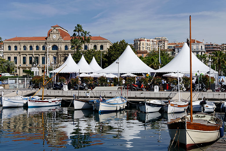 ...but along the harbor, tents have been set up