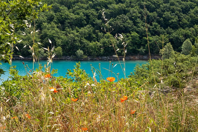 The turquoise color is due to minerals in the water of the Verdon