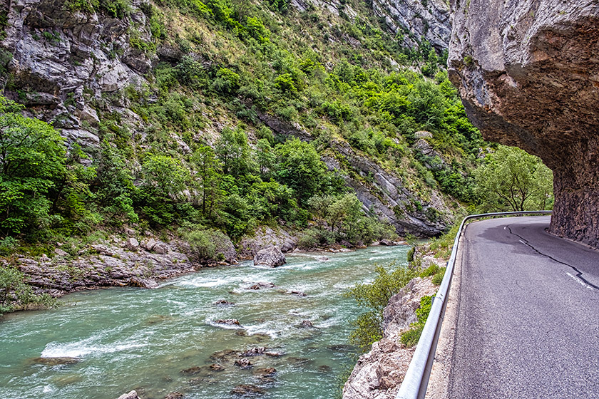 Near Castellane, the road runs next to the Verdon