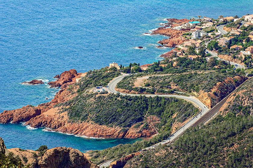 Looking down at the 'Corniche d'Or' road