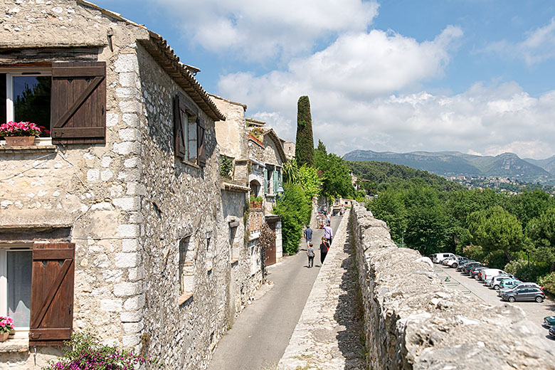 Looking north along the ramparts of the village