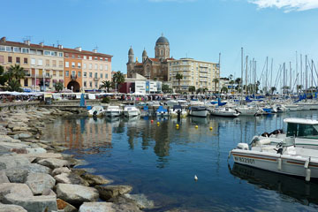 View acrross the harbor to Notre Dame de la Victoire