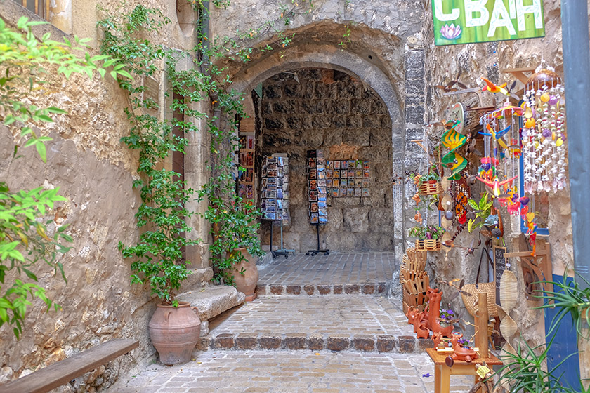 Exiting the old village by the bell tower gate