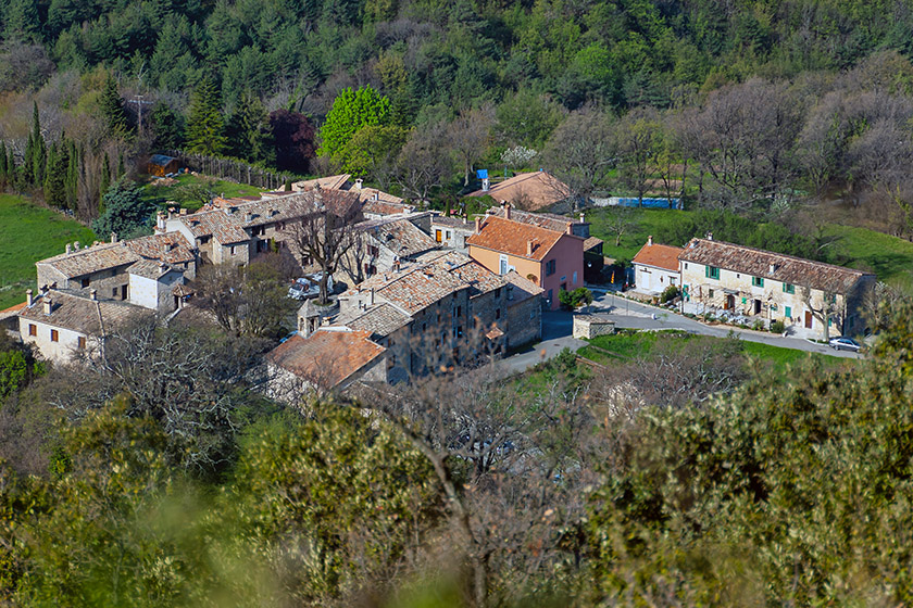 Looking down on Courmes, from where we started a while back