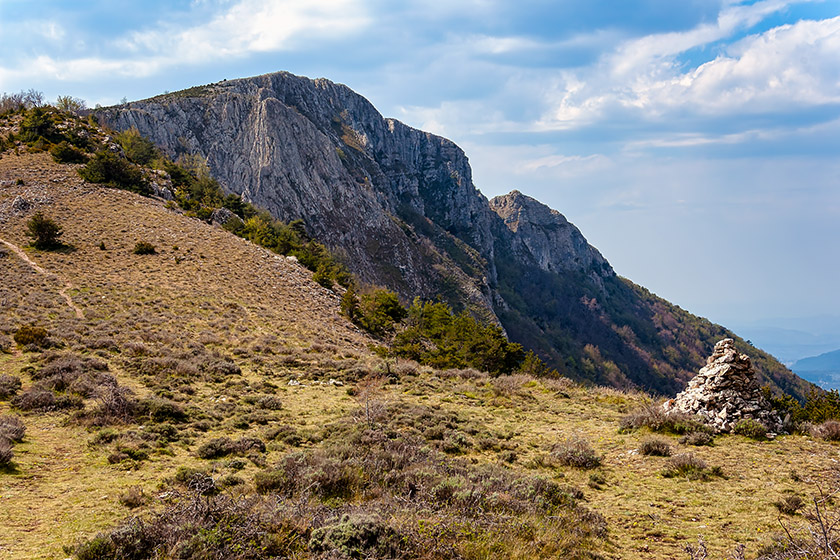 Between the two peaks