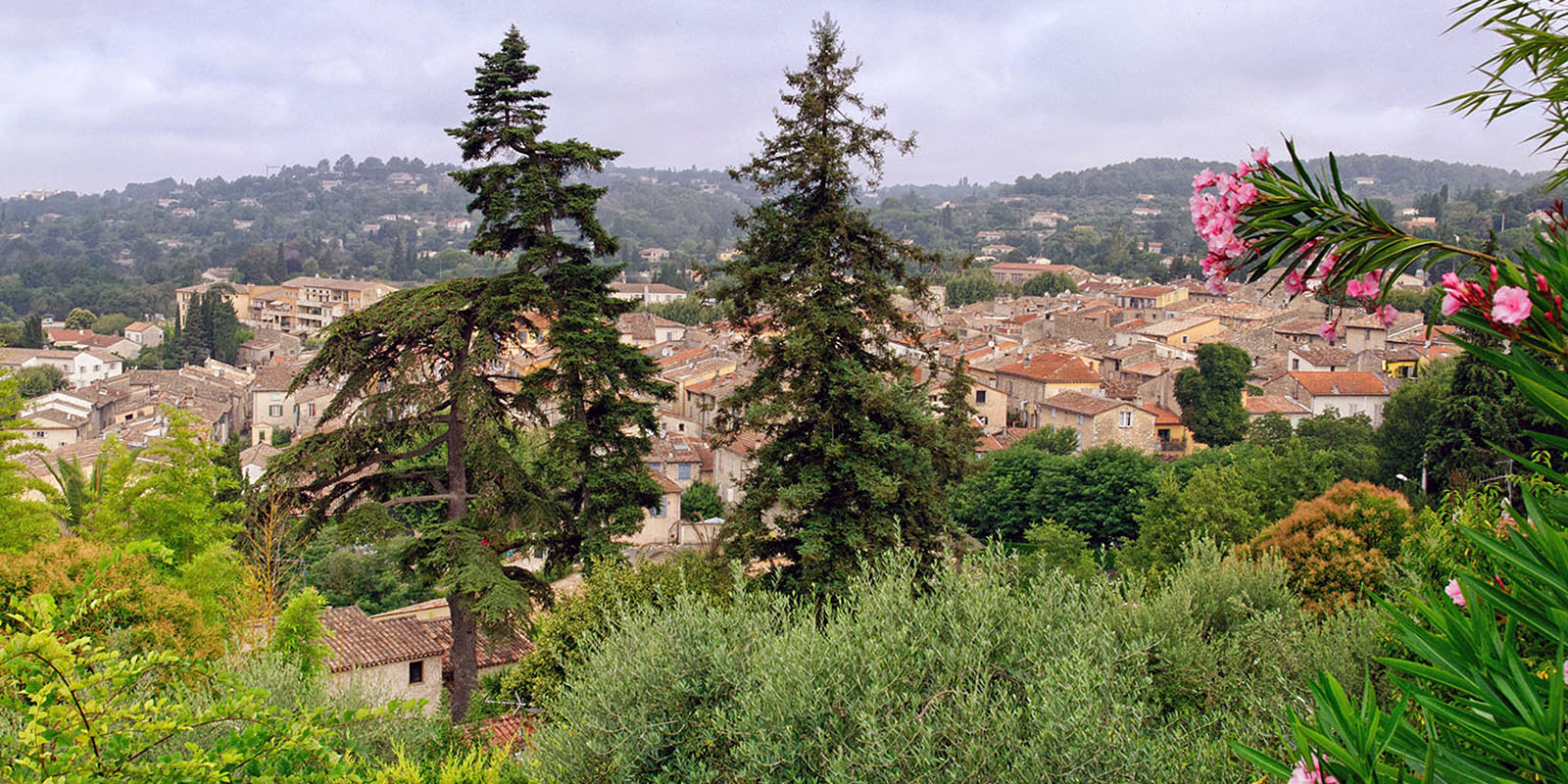 The old village nestled amid lush vegetation