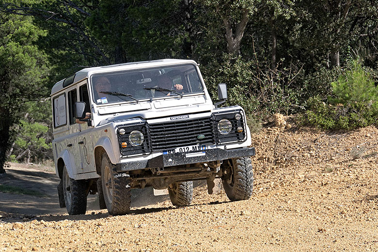 Driving up the mountain with the Land Rover