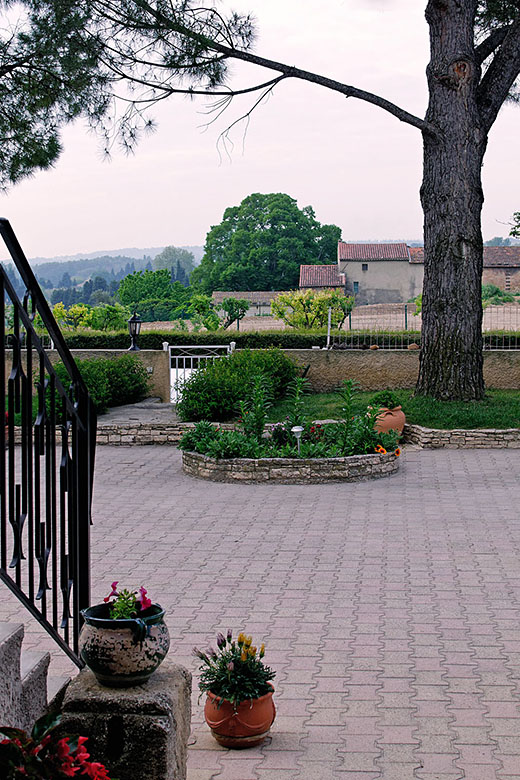 The terrace behind the winery