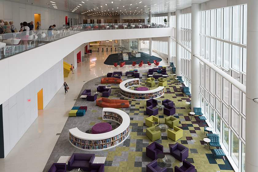 Looking across the atrium from the south...