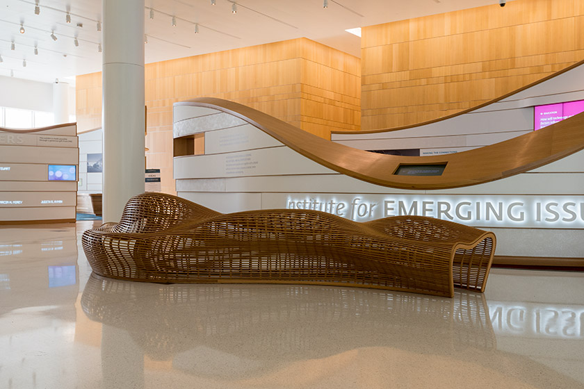 One of the many unusual seating opportunities at the library