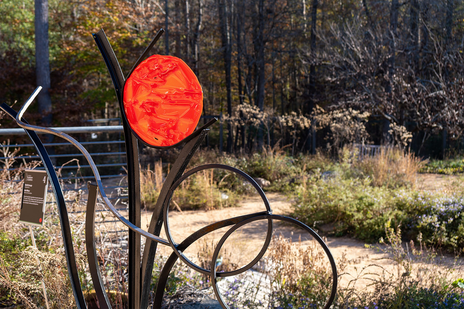 Red Muse (detail view) by Keith Savage, Charlotte, NC (Metal, fused glass)