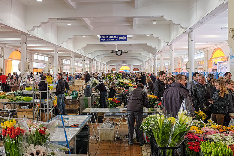 In the Forville flower, vegetable and fruit market