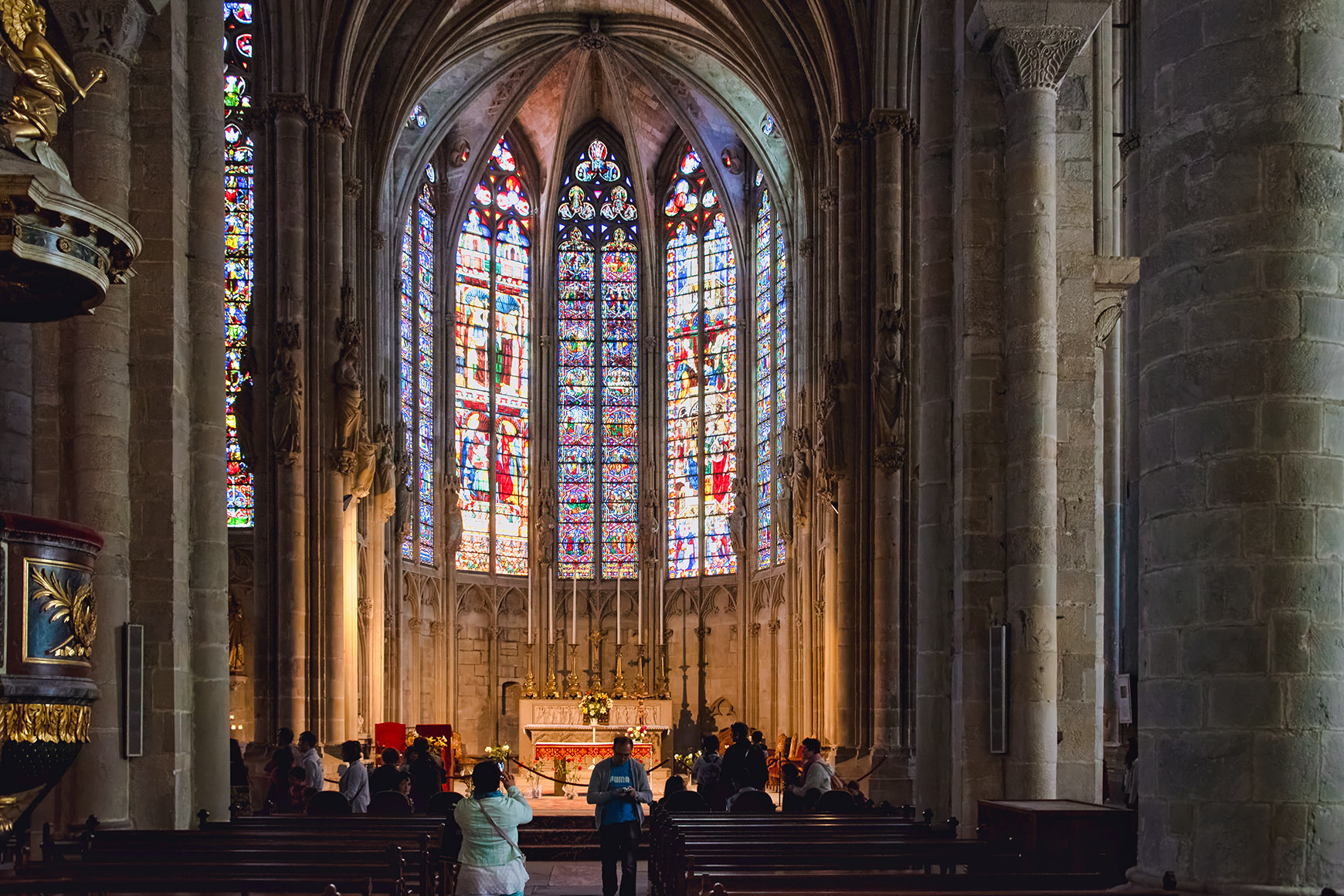 After processing, Inside Basilique Saint-Nazaire, Carcassonne, France