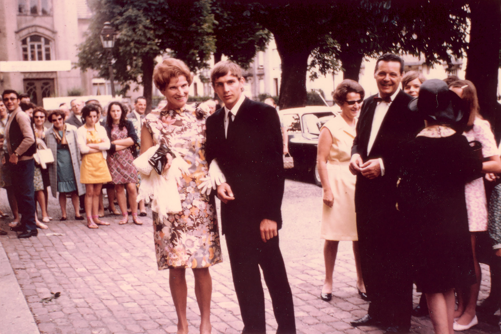 Before processing, Wedding party, the groom and his mother (1969)