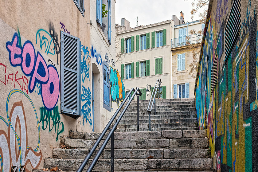 Marseille, France, Steps to the 'Place des Moulins', 35mm (corrected)