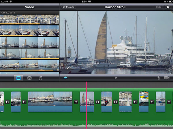 screenshot of iMovie running on iPad 2