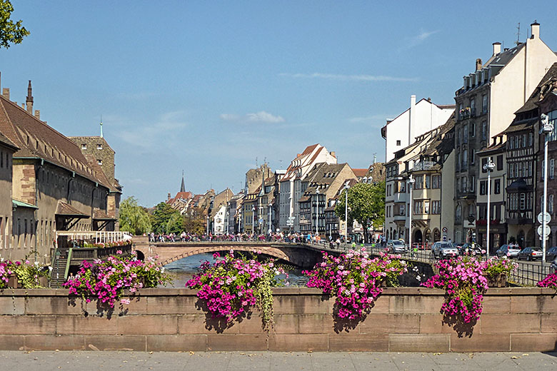 Lovely flowers adorn this bridge