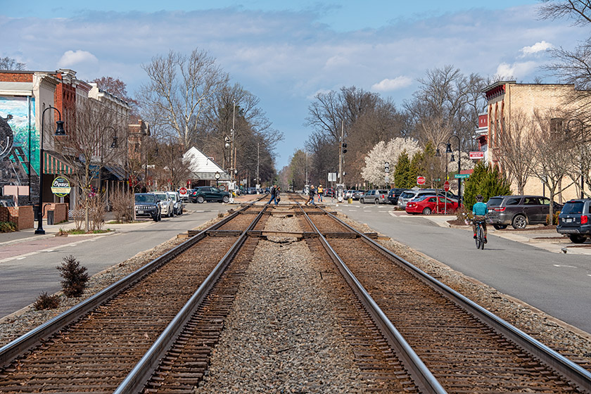 Looking northwards along the tracks