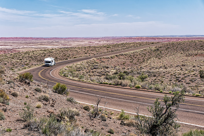 There was little traffic, but the few vehicles were mostly big and slow