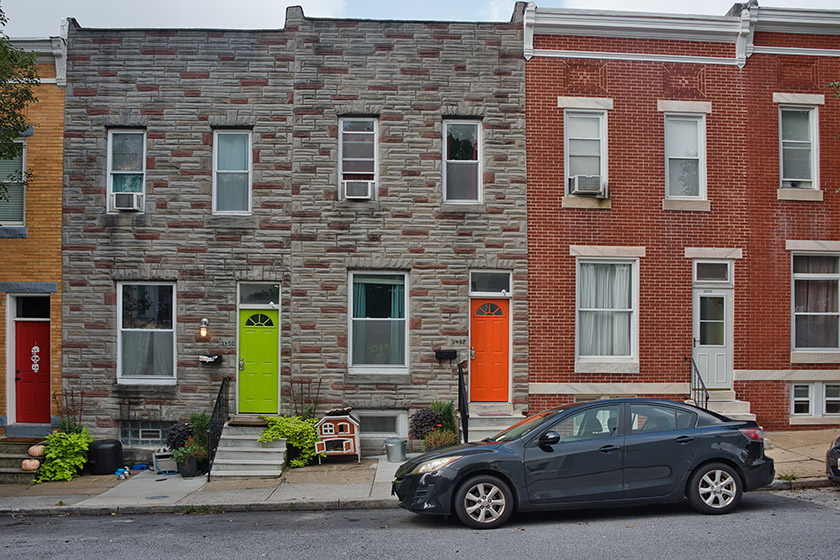 Our Airbnb on Elm Avenue (green door)