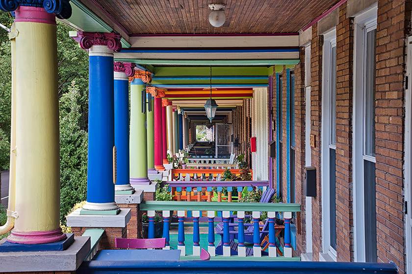 Looking through successive "Painted Ladies" porches