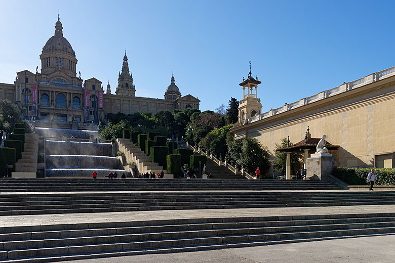 The 'Palau Nacional' on the hill is home to the Catalan Art Museum