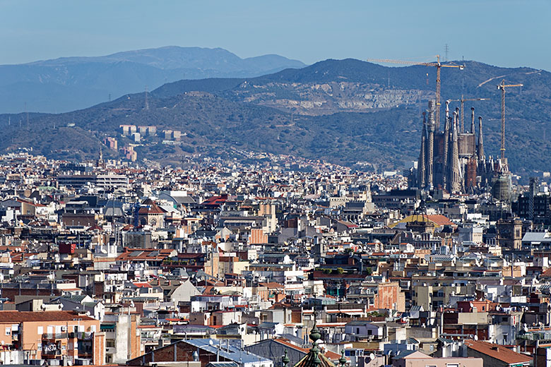 City view with the 'Sagrada Família' in the distance