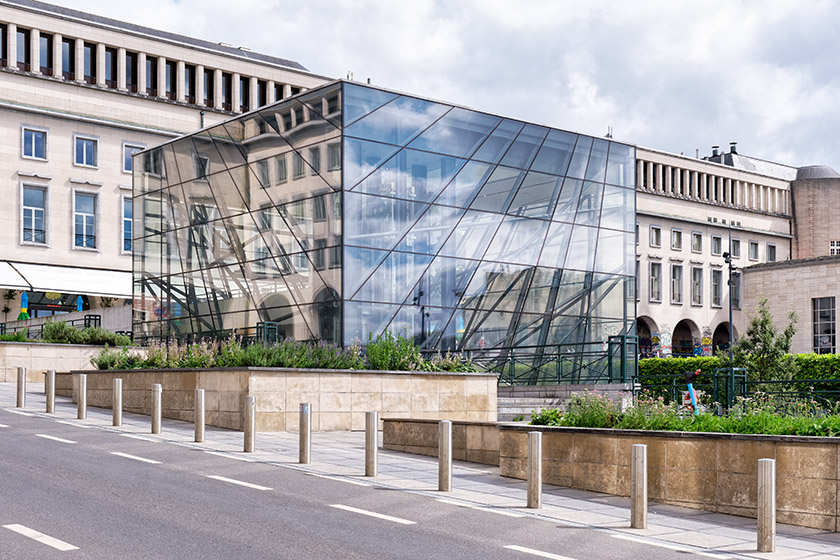 Brussels Convention Centre's three-story tall glass cube