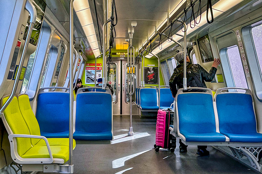 On the BART train from the airport to downtown