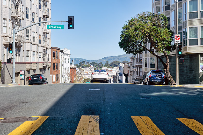 At the intersection of Broadway and Franklin Streets