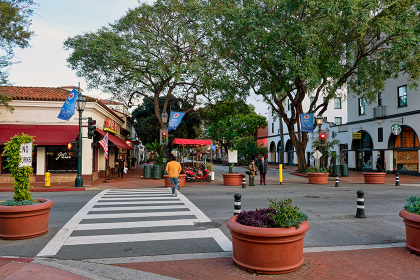At the intetrsection of State and West Cota Streets