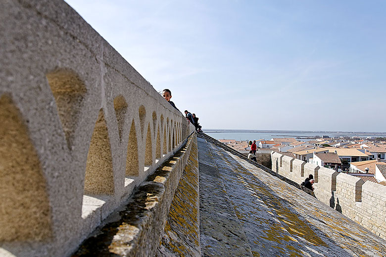 Looking along the very top of the roof