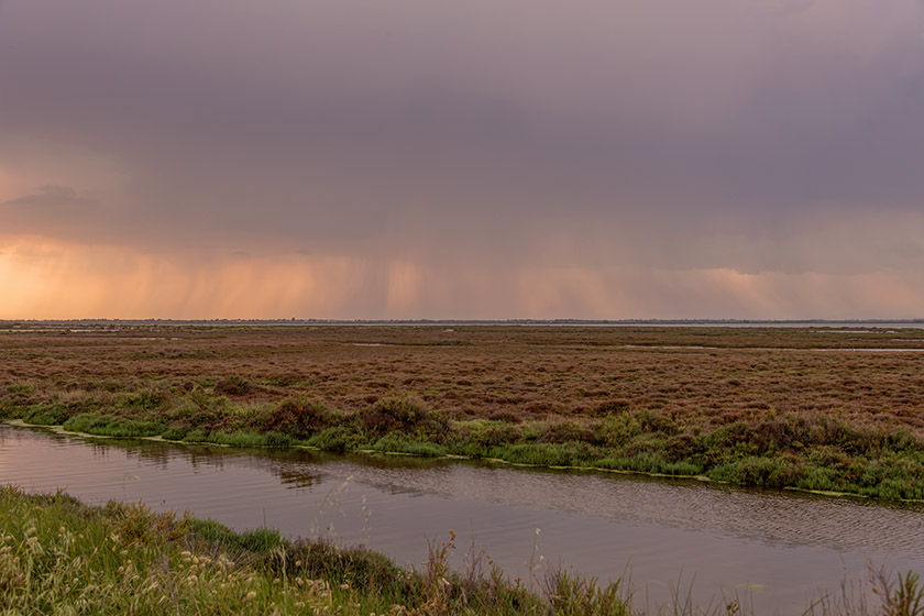 In the distance, it is raining...