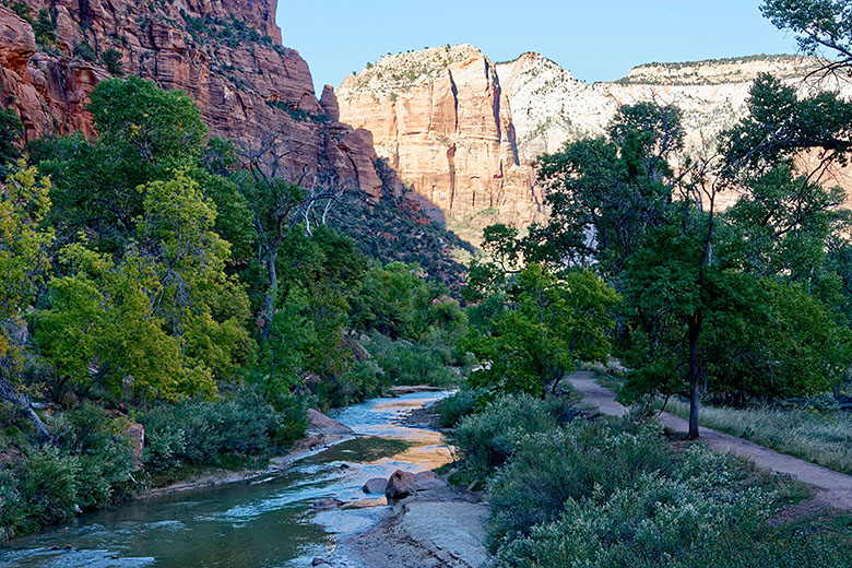 The Virgin River seen from the Emerald Pools Trail foot bridge