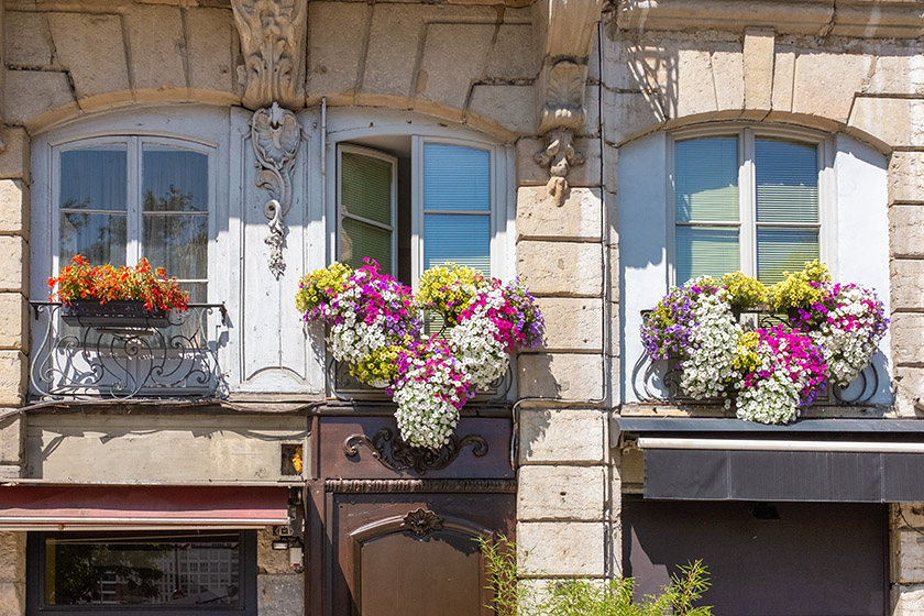 Nicely decorated windows on the 'Place Ennemond Fousseret'