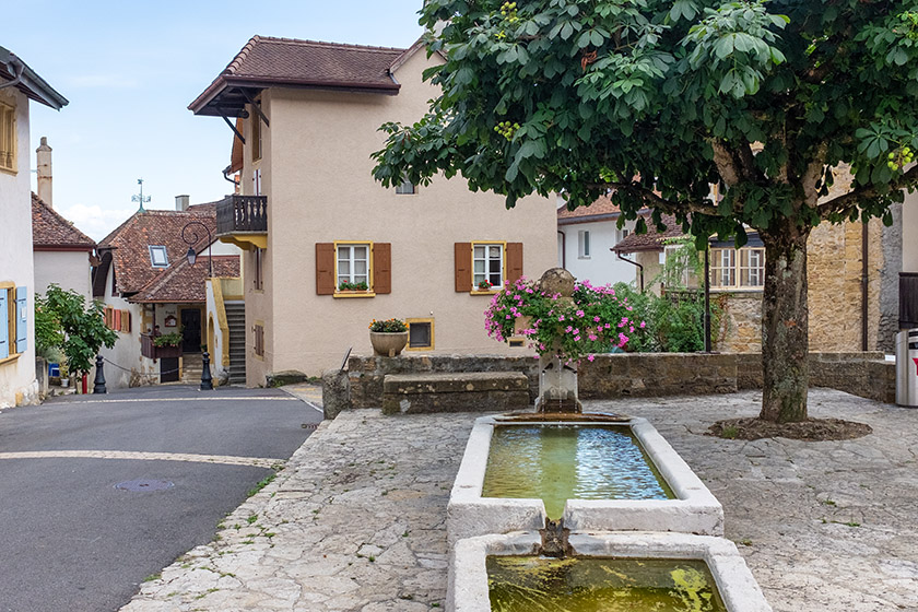 The fountain in the Hauterive village square