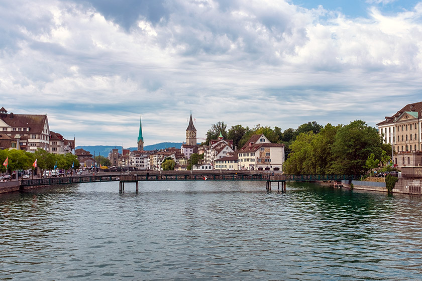 Looking upriver along the Limmat