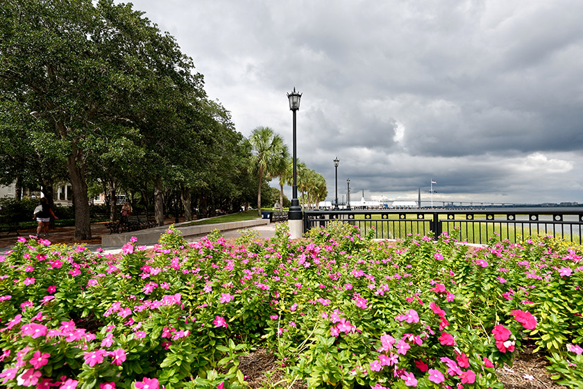 Looking towards the pier and the Arthur Ravenel bridge