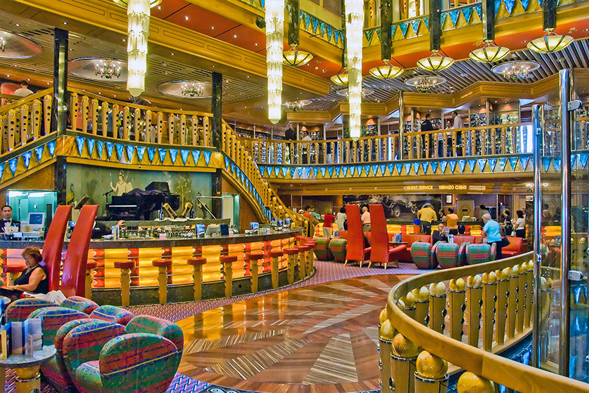 Our ship's colorful lobby