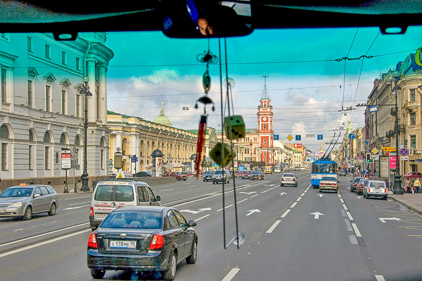 Driving down Nevsky Prospekt