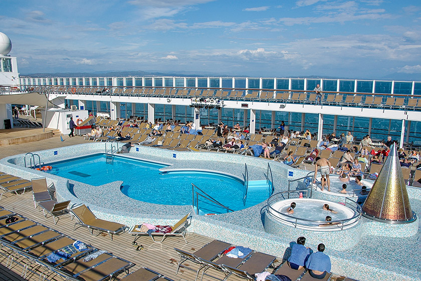 Looking at the pool deck