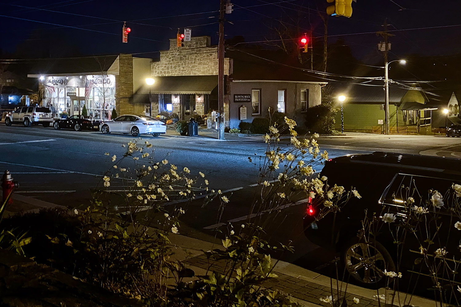 At 7:25 p.m. night has fallen on Blowing Rock's Main Street