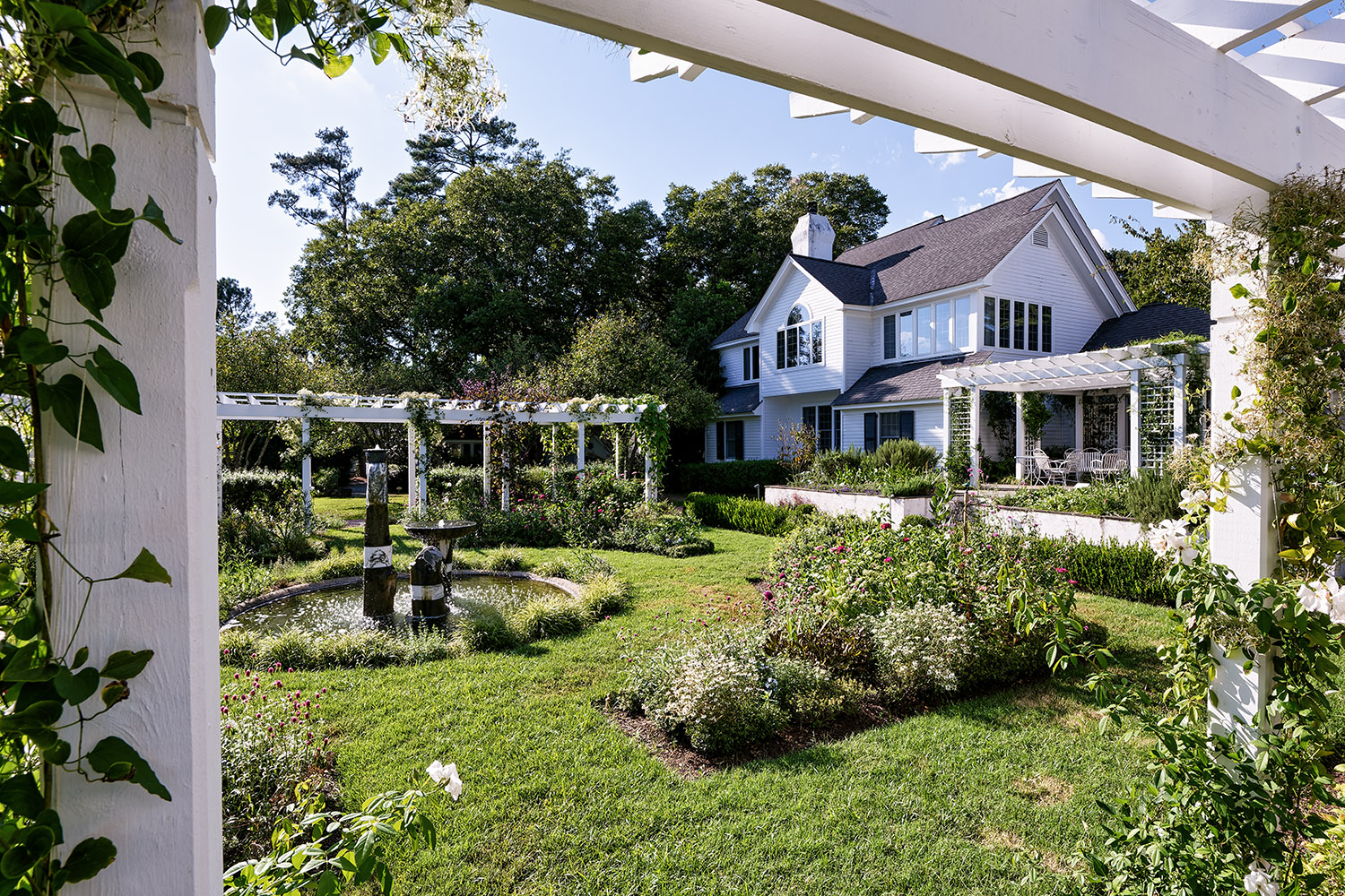 View from the square walkway behind Fearrington House Inn