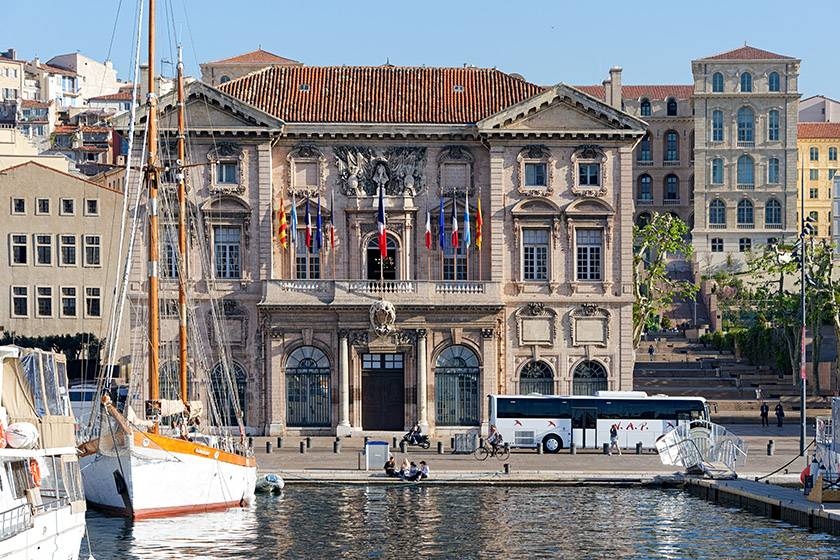 Sailing past the 'Mairie' (City Hall)