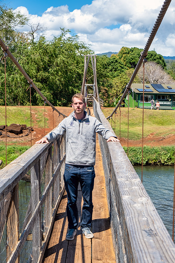 Eric on the swinging bridge