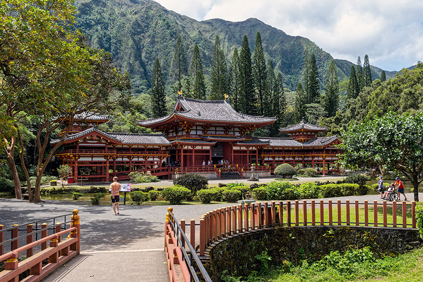 View from the bridge leading to the temple compound